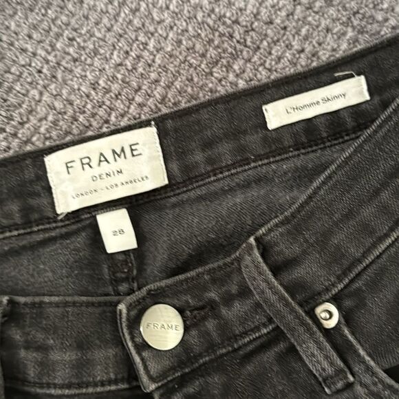 Frame L'Homme Skinny Jeans 28โ Vintage Black Distressed Slim Fit - Picture 5 of 8